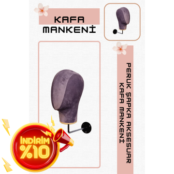 Duvara Monte Bayan Kumaş Kaplı Kafa Mankeni