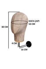 Duvara Monte Bayan Kumaş Kaplı Kafa Mankeni