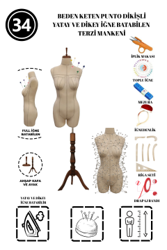 Dikiş Takım Setli 34 Beden Özel Kumaş Pantolon Giyebilen Terzi Mankeni