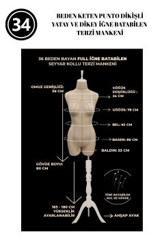 Dikiş Takım Setli 34 Beden Özel Kumaş Pantolon Giyebilen Terzi Mankeni