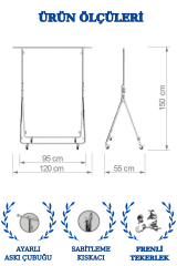 Delüks Yüksek Kalite Tekerlekli Katlanabilir Metal Orta Stand