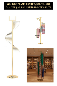 Gold Eşarp Standı Şal Standı Aksesuar Standı ( 34 Şal Asılabilir )