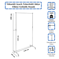 Yüksekli Ayarlı Tekerlekli Abiye Gelinlik Standı