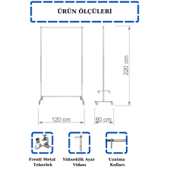 Yüksekli Ayarlı Tekerlekli Abiye Gelinlik Standı
