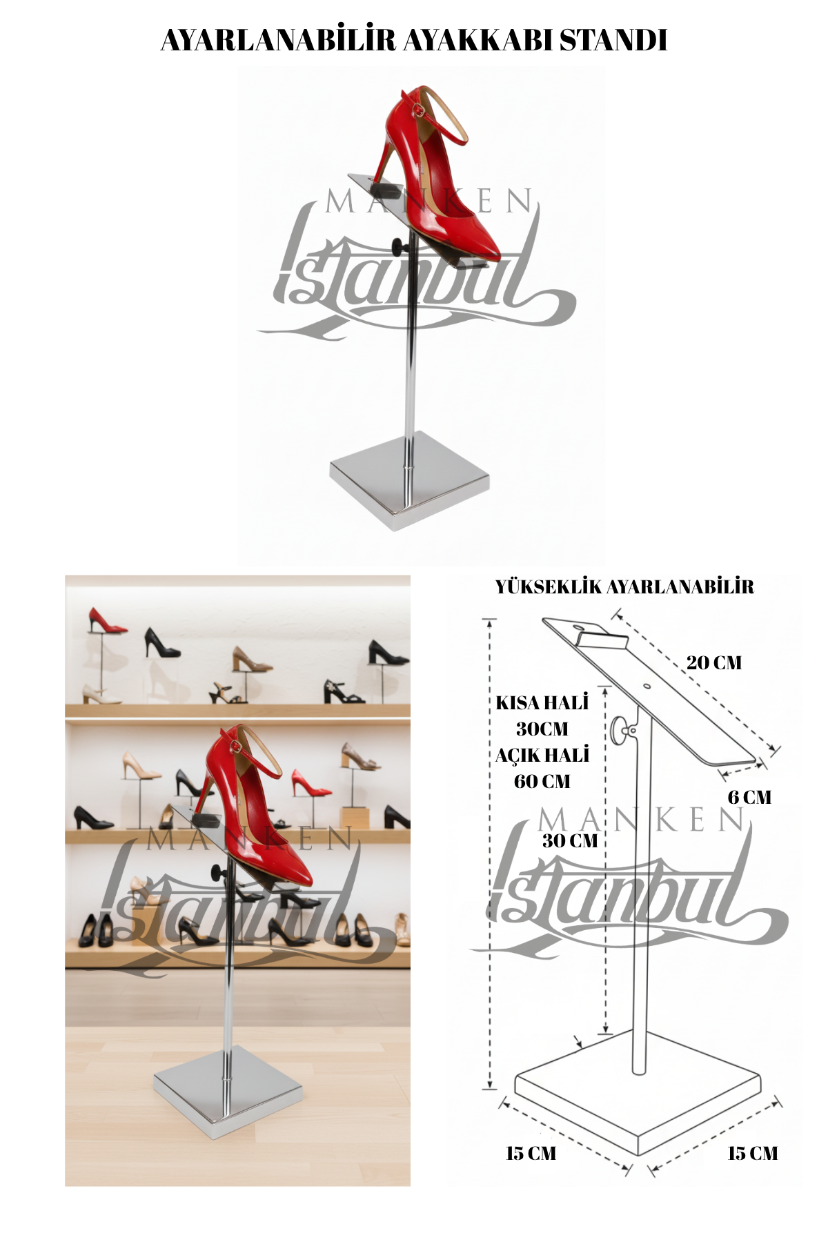 Yükseklik Ayarlı Metal Ayakkabı Standı – Şık, Dayanıklı ve Fonksiyonel Sunum!