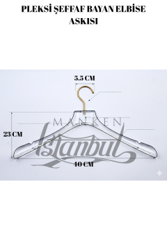 Business Class 40 Cm Pleksi Şeffaf Gold Kanca Bayan Takım Elbise Askısı Palto Ceket askısı