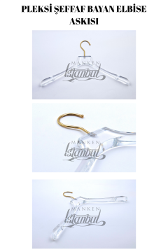 Business Class 40 Cm Pleksi Şeffaf Gold Kanca Bayan Takım Elbise Askısı Palto Ceket askısı