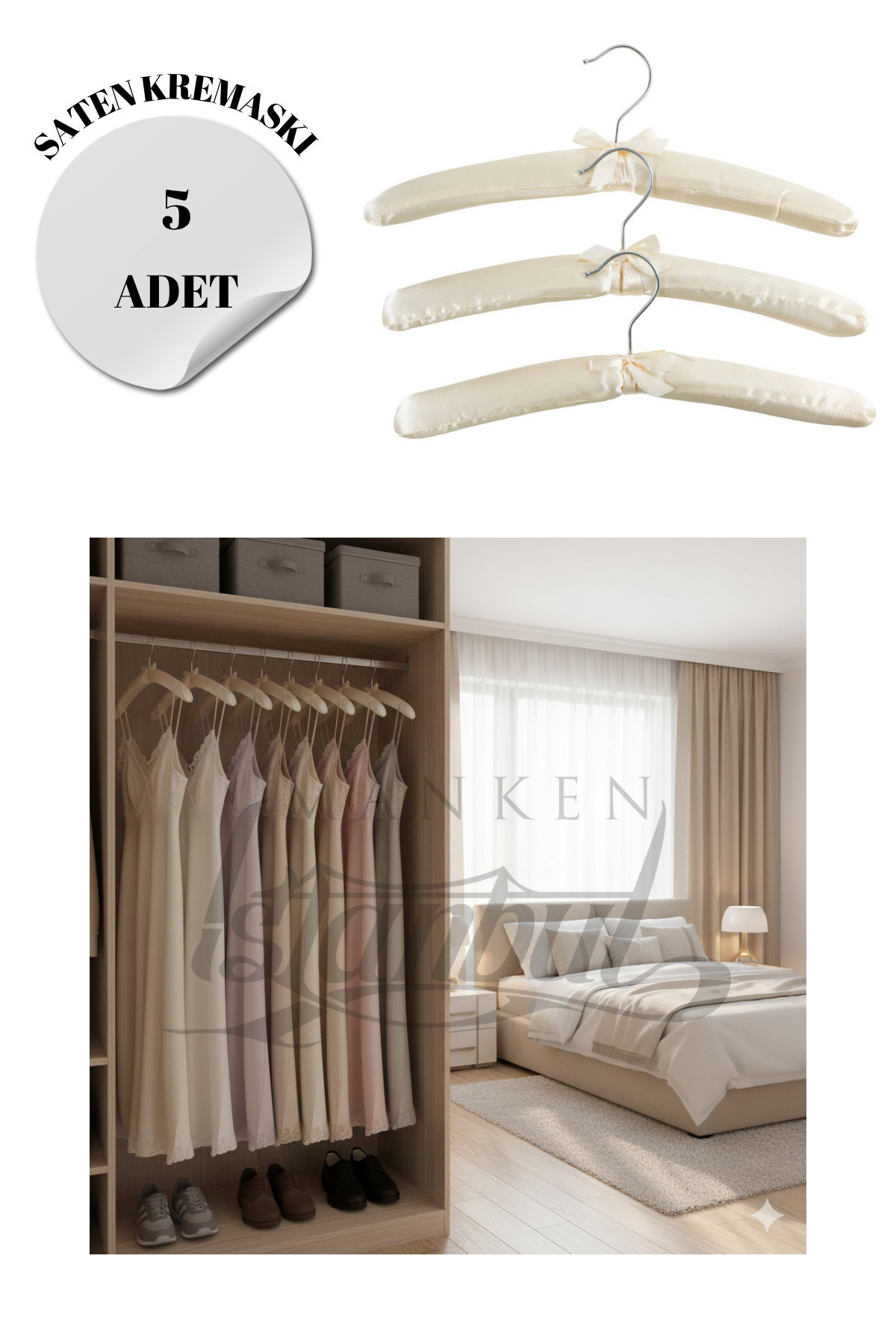 A Kalite Saten 5 Adet Elbise Askısı Palto Askısı Ceket askısı