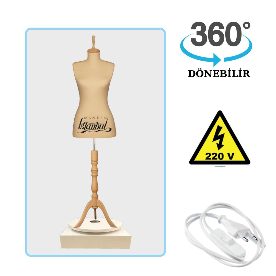 Döner Standlı Bayan Terzi Mankeni Vitrin Mankeni