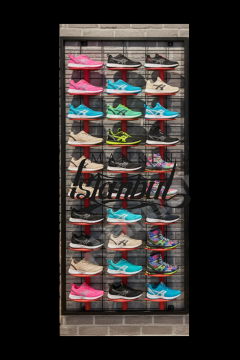 90x190 Kırmızı Raflı 25 adet Ayakkabı Raflı Duvara Monte Tel Pano Standı