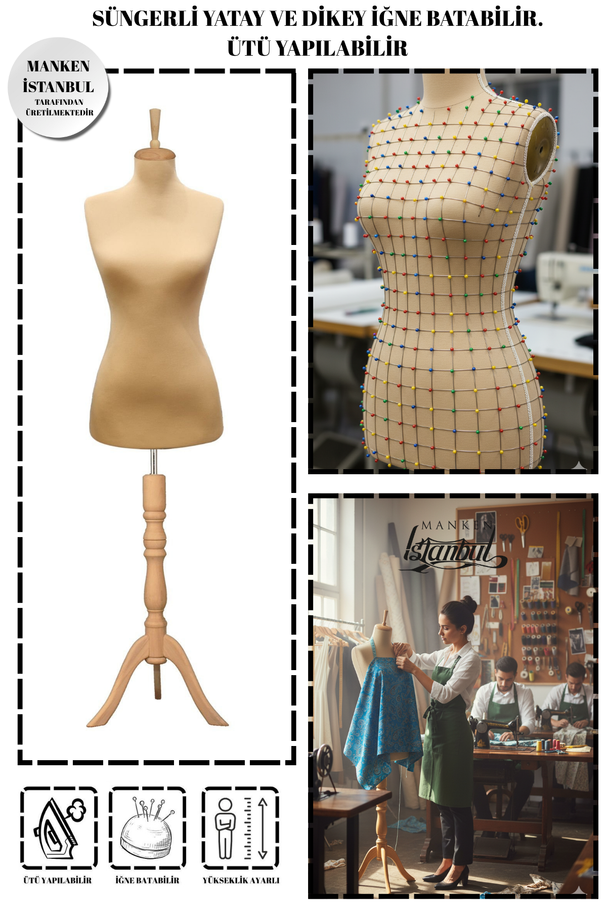 Özel Jardonlu Ten Rengi İğne Batabilen Terzi Mankeni 34-46 Beden Arası