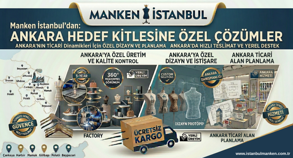 Ankara ili ve tüm ilçelerine terzi mankeni, prova mankeni, gelinlik mankeni, vitrin mankeni, döner platform, fiyat etiketleri, raf kancaları ve mağaza orta stand