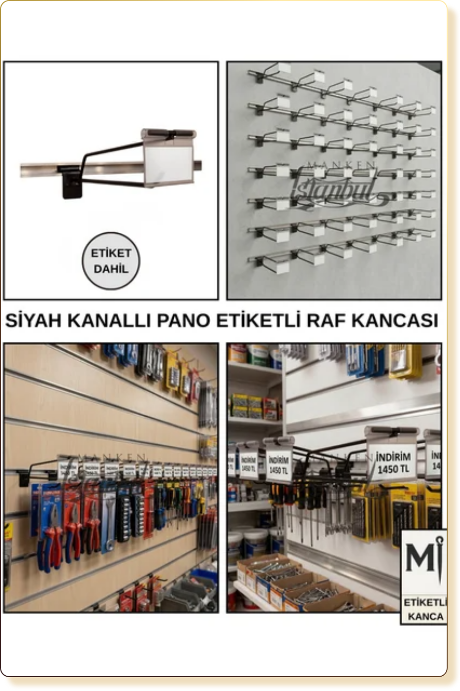 etiketli kanallı pano kancası 