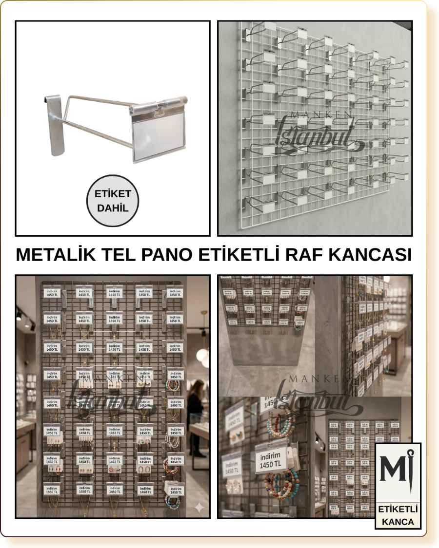 etiketli tel pano kancası
