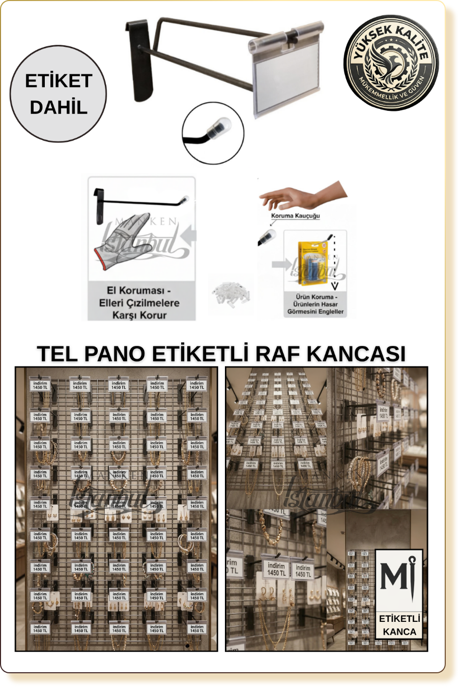 etiketli tel pano kancası