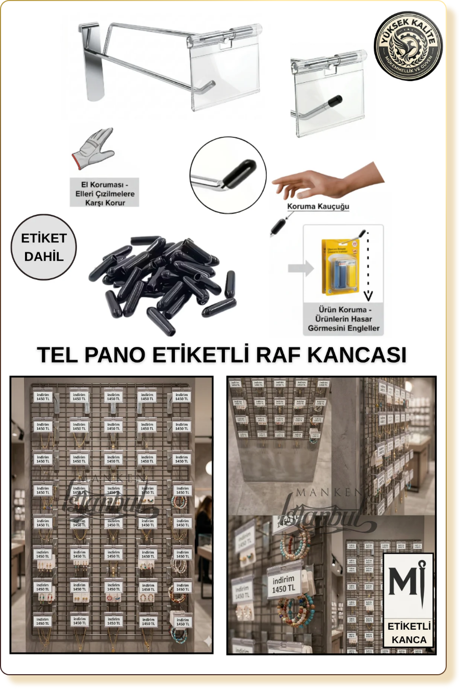 etiketli tel pano kancası