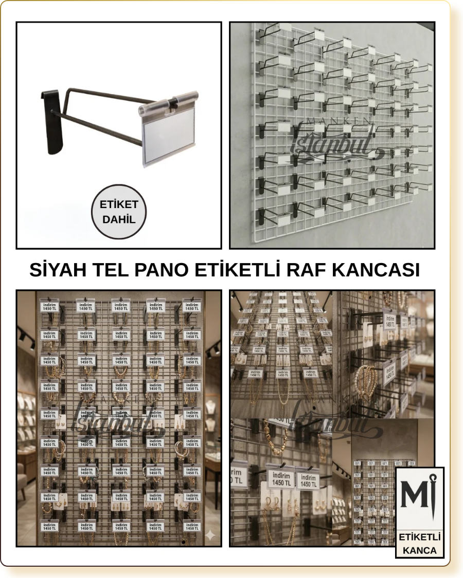 etiketli tel pano kancası