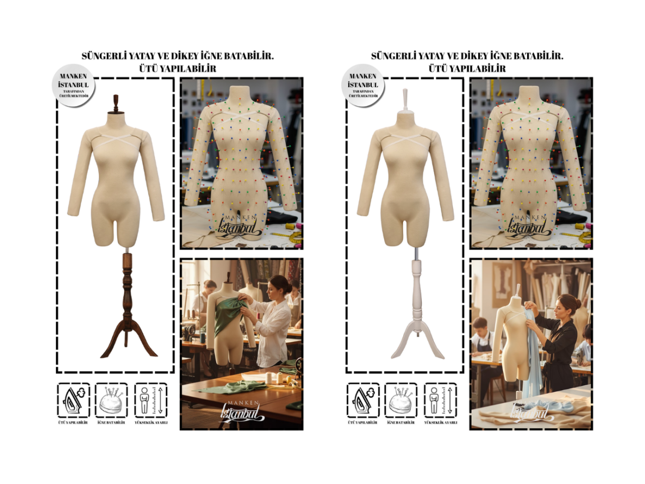 Pantolon giyebilen seyyar kollu iğne batabilen terzi mankeni nedir?