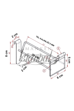 Koruma Kauçuklu Etiketli Tel Pano Kancası Galvaniz