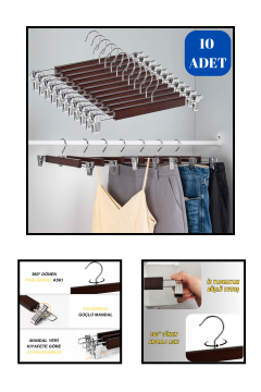 Delüks 10 Adet Beyaz Ahşap Pantolon Askısı Etek Askısı Kıyafet Askısı