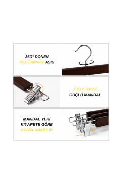 Delüks 10 Adet Beyaz Ahşap Pantolon Askısı Etek Askısı Kıyafet Askısı