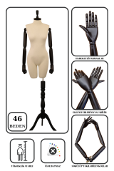 Pantolon Giyebilen Ahşap Kollu Terzi Mankeni Vitrin Mankeni 46 beden