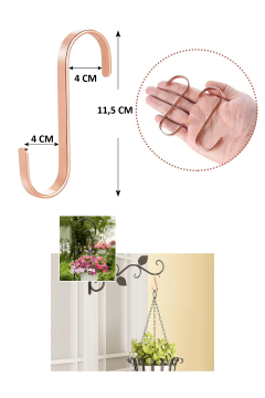 Paslanmaz 10 Adet Çelik S Kanca Mutfak Banyo Depo Kancası Rose