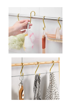 Paslanmaz 10 Adet Çelik S Kanca Mutfak Banyo Depo Kancası Gold