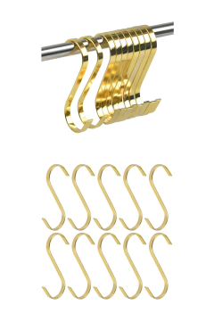 Paslanmaz 10 Adet Çelik S Kanca Mutfak Banyo Depo Kancası Gold