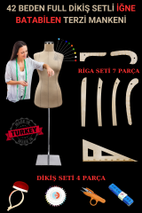 Riga ve Dikiş Setli Punto Dikişli İğne Batabilen Terzi Mankeni Prova Mankeni 42 beden