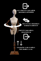 Gövde ve Kafa 360 Derece Dönebilen Vitrin Mankeni