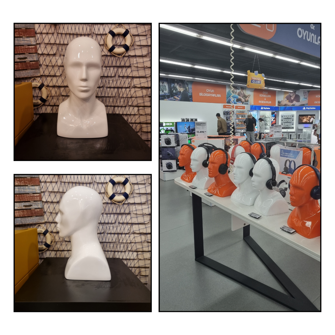 Beyaz Renk Erkek Polyester Kafa Mankeni