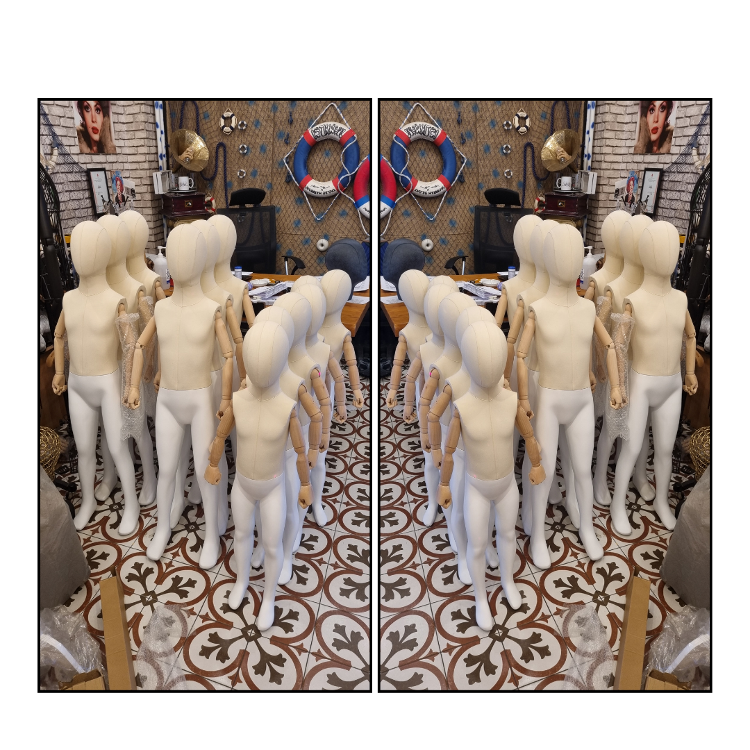 Tam Boy Ahşap Kollu Çocuk Terzi Mankeni Vitrin Mankeni