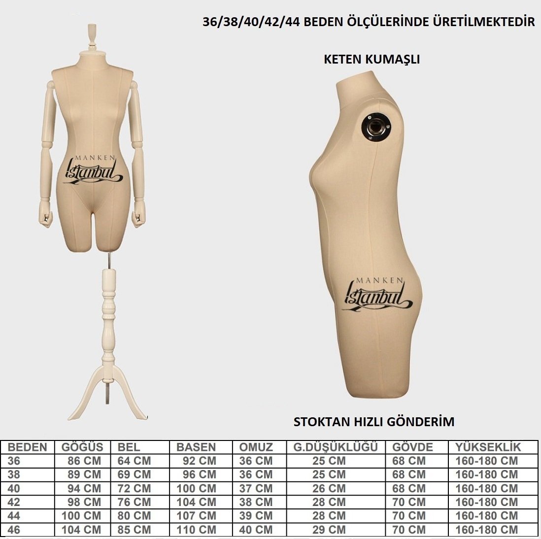 Keten Kumaş Pantolon Giyebilen Terzi Vitrin Mankeni