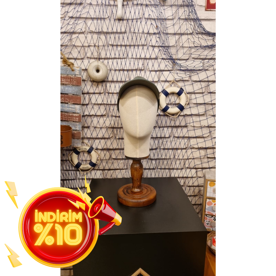 Erkek ahşap standlı kumaş kaplı kafa mankeni