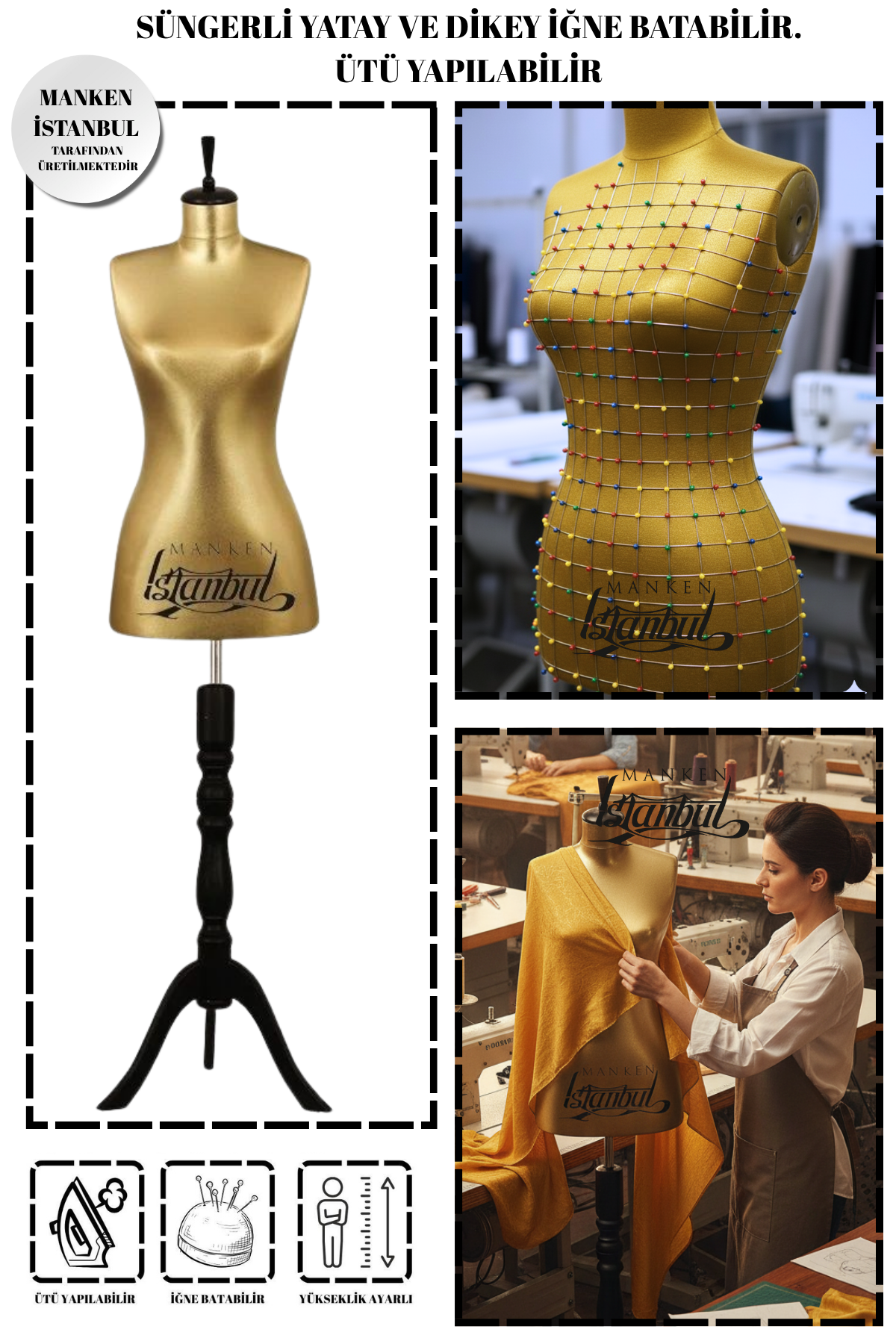 Süngerli Gold Kumaş Terzi Mankeni Prova Mankeni