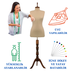 Süngerli Gold Kumaş Terzi Mankeni Prova Mankeni 34-46 Beden Arası