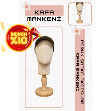 Erkek ahşap standlı kumaş kaplı kafa mankeni