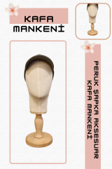 Erkek ahşap standlı kumaş kaplı kafa mankeni