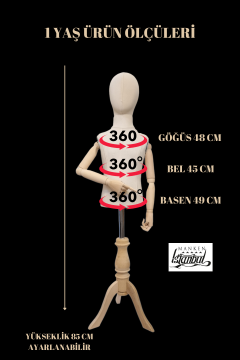 Ahşap Kollu Çocuk Terzi Mankeni Vitrin Mankeni 1 yaş