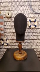 Erkek ahşap standlı kumaş kaplı kafa mankeni