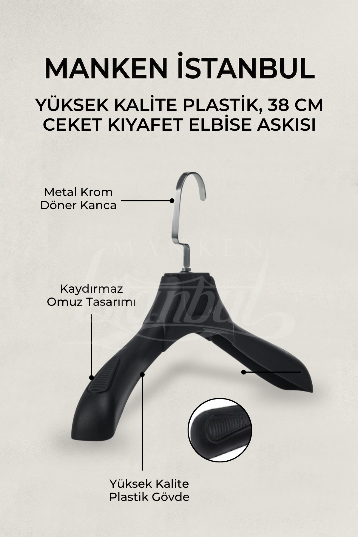 10 Adet 38 cm Plastik Ceket  Askısı Elbise Askısı