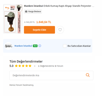 Erkek ahşap standlı kumaş kaplı kafa mankeni