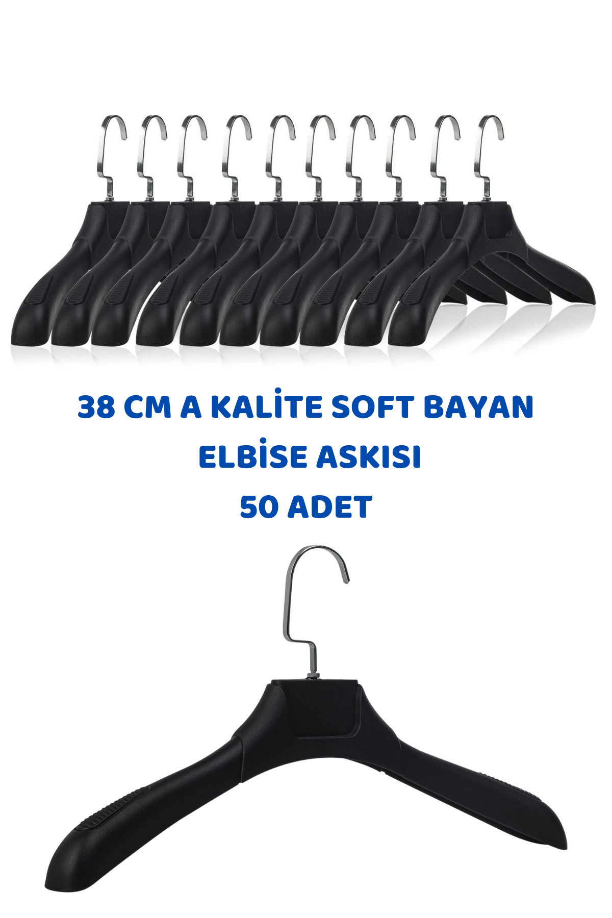 10 Adet 38 cm Plastik Ceket  Askısı Elbise Askısı 50 adet