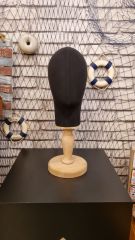 Erkek ahşap standlı kumaş kaplı kafa mankeni