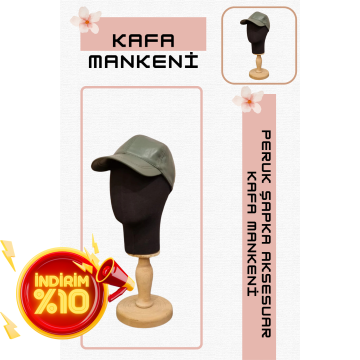 Erkek ahşap standlı kumaş kaplı kafa mankeni