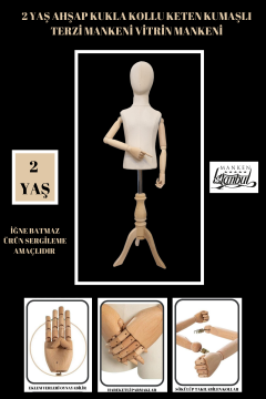 Ahşap Kollu Çocuk Terzi Mankeni Vitrin Mankeni 2 yaş