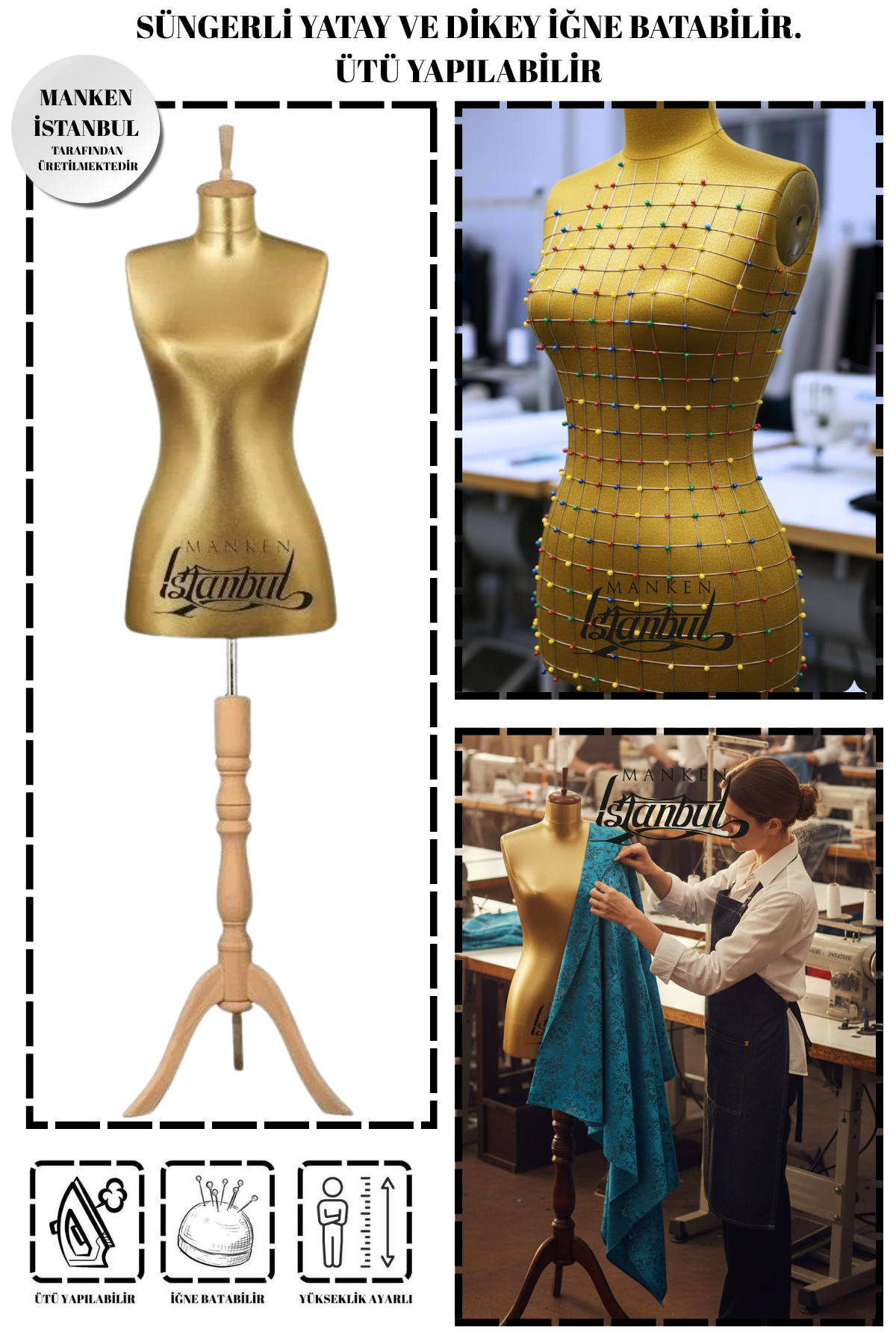 Süngerli Gold Kumaş Terzi Mankeni Prova Mankeni