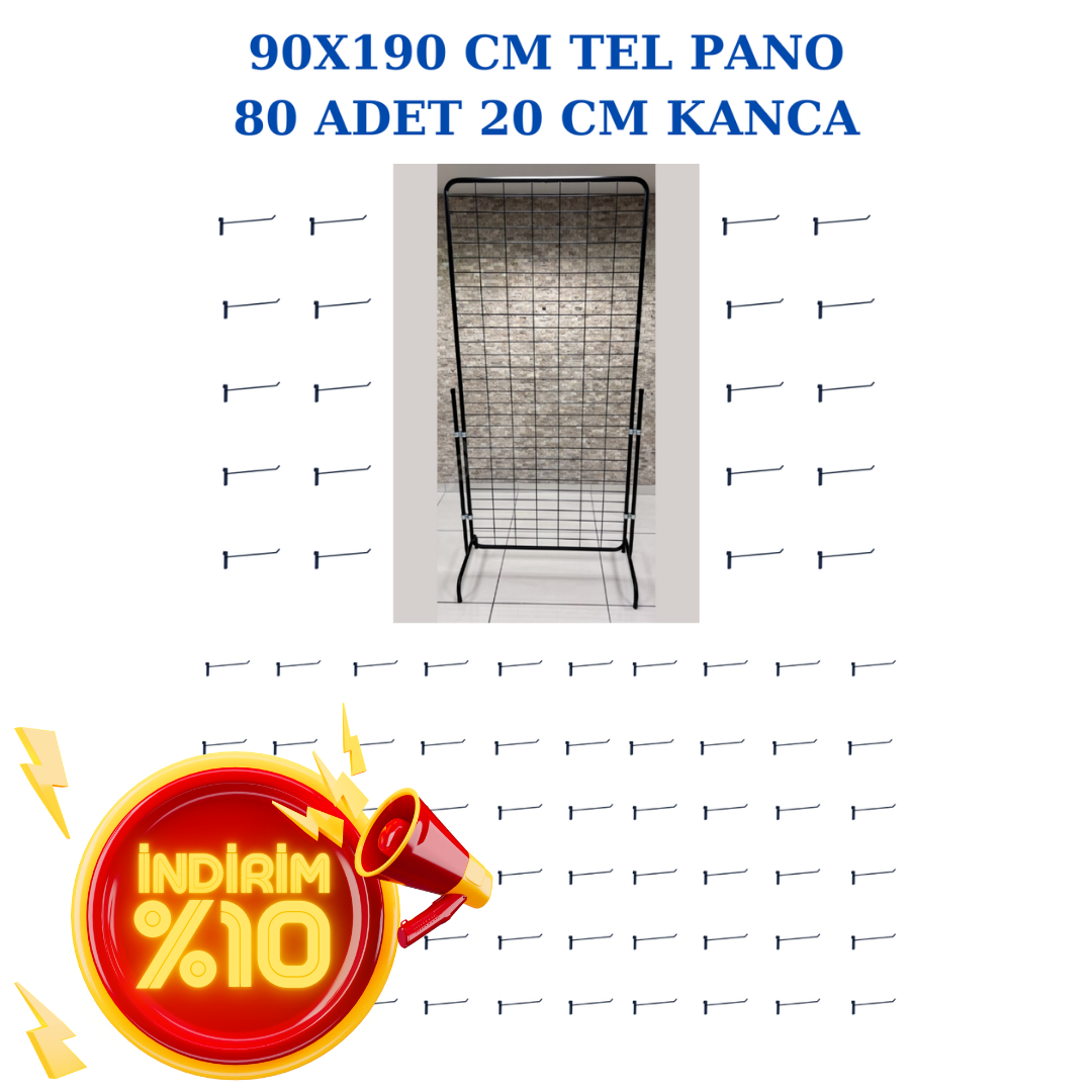 Tel Pano Standı  Çok Amaçlı Bijuteri, Çorap ve Telefon Standı 90x190