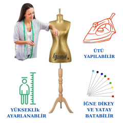 Süngerli Gold Kumaş Terzi Mankeni Prova Mankeni 36-38-40 Beden